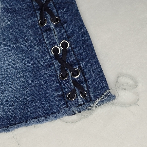 Hudson Girls Distressed Lace Up Denim Skirt Size 7 - Picture 8 of 16